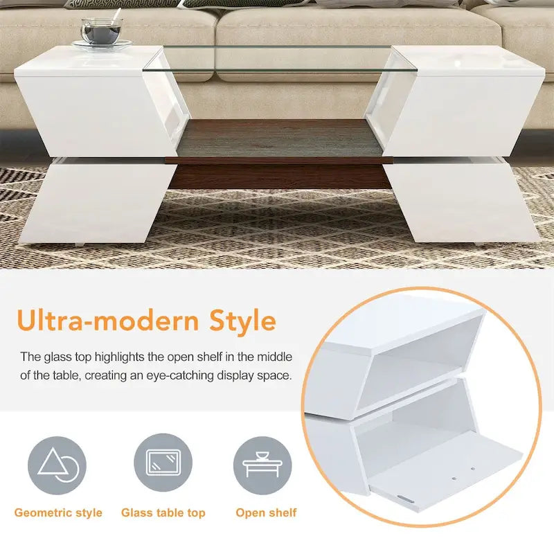 Table basse de style géométrique Merax avec grande capacité de rangement