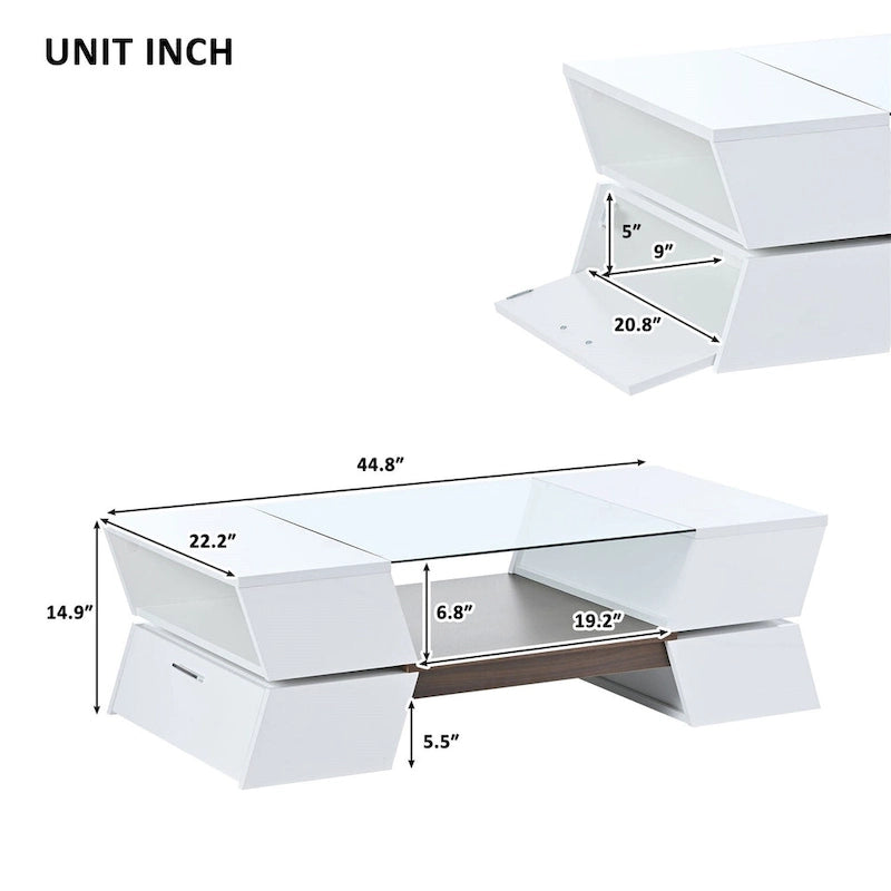 Table basse de style géométrique Merax avec grande capacité de rangement