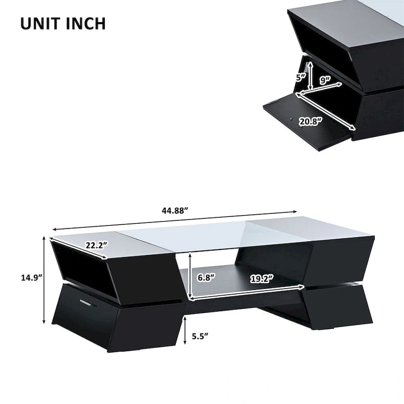 Table basse de style géométrique Merax avec grande capacité de rangement
