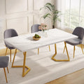 Table à manger moderne, petite table de cuisine en similicuir blanc pour la famille
