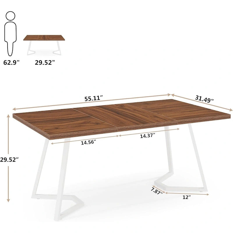 Table à manger moderne, petite table de cuisine en similicuir blanc pour la famille