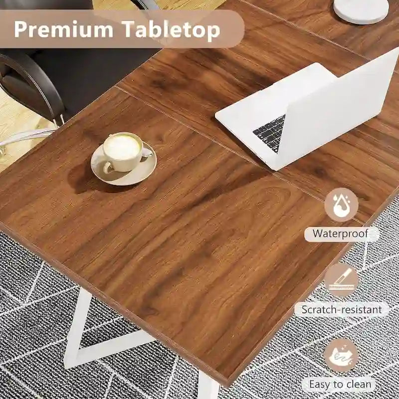 Table à manger moderne, petite table de cuisine en similicuir blanc pour la famille