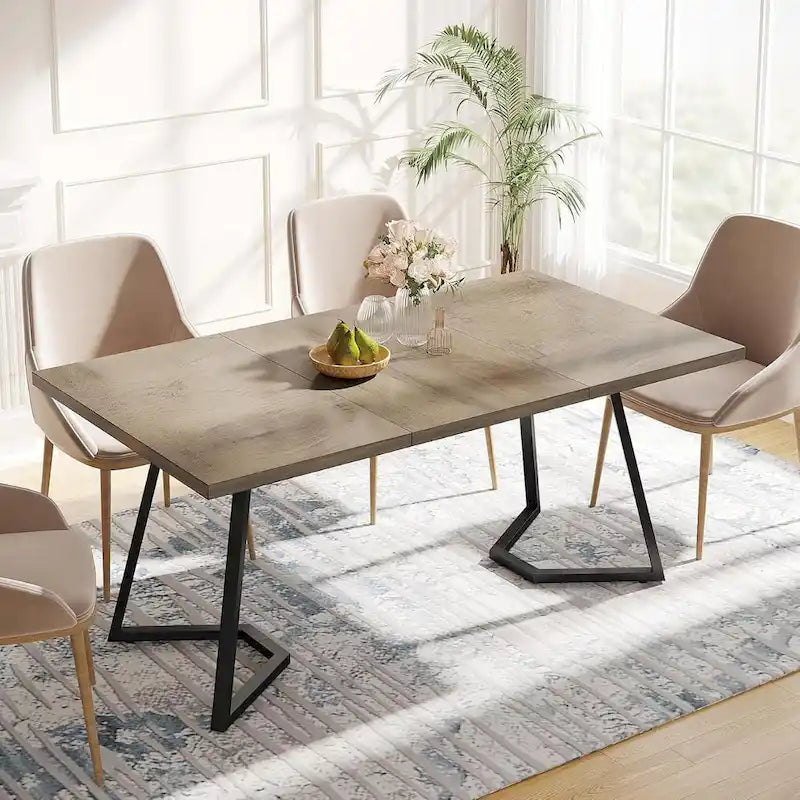 Table à manger moderne, petite table de cuisine en similicuir blanc pour la famille