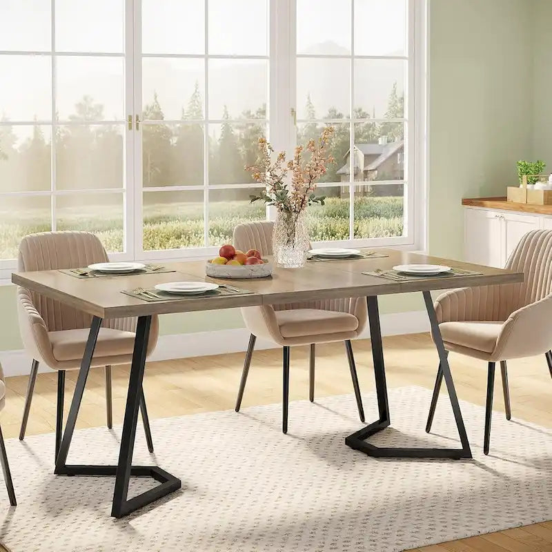Table à manger moderne, petite table de cuisine en similicuir blanc pour la famille
