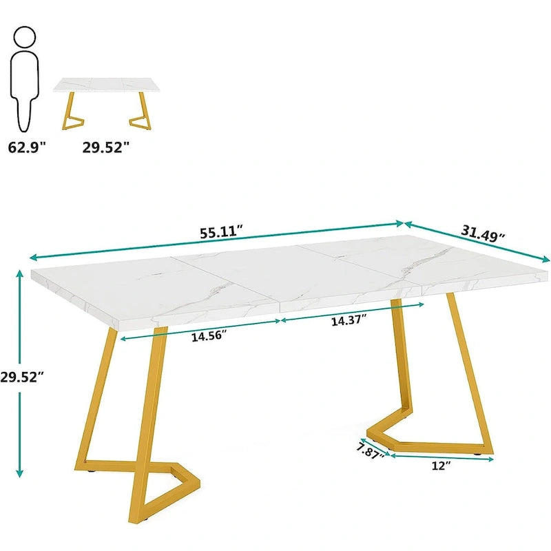 Table à manger moderne, petite table de cuisine en similicuir blanc pour la famille