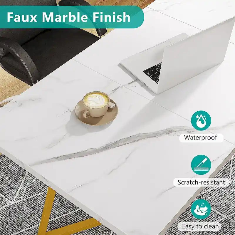 Table à manger moderne, petite table de cuisine en similicuir blanc pour la famille