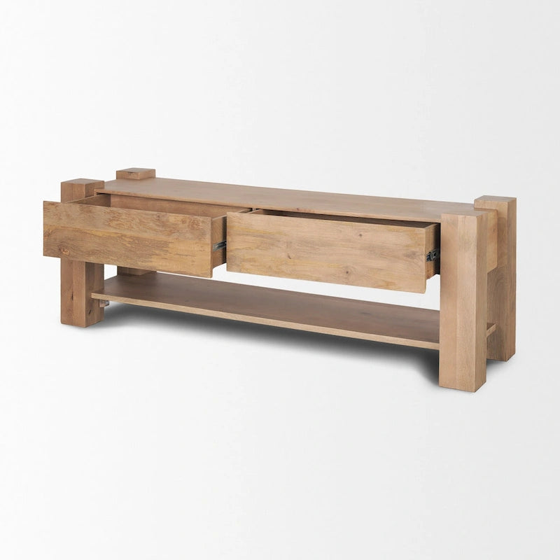 Meuble TV Beth en bois clair – 70,0L x 20,0l x 24,0H