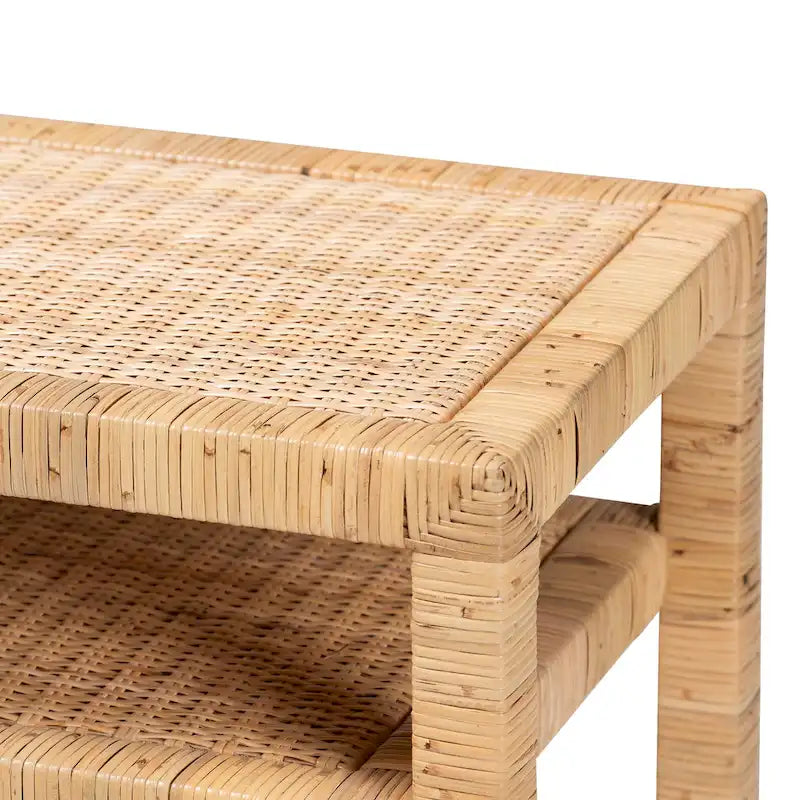 Console en rotin miel clair Kalimantan et bois d'acacia