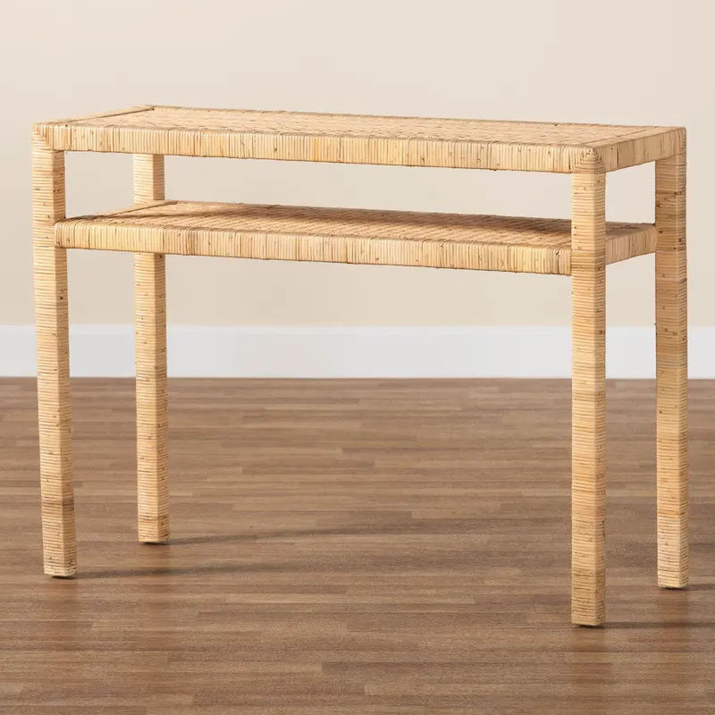 Console en rotin miel clair Kalimantan et bois d'acacia