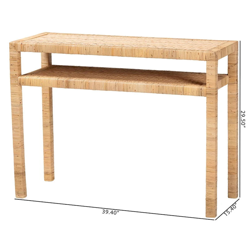 Console en rotin miel clair Kalimantan et bois d'acacia