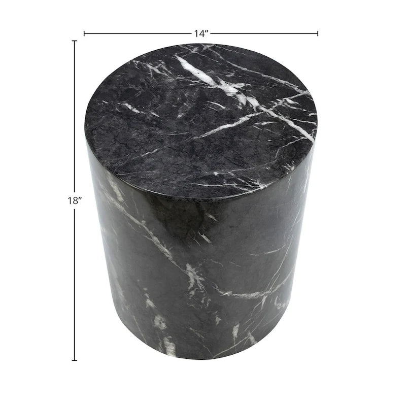 Table d'appoint piédestal ronde Sully, noire et blanche