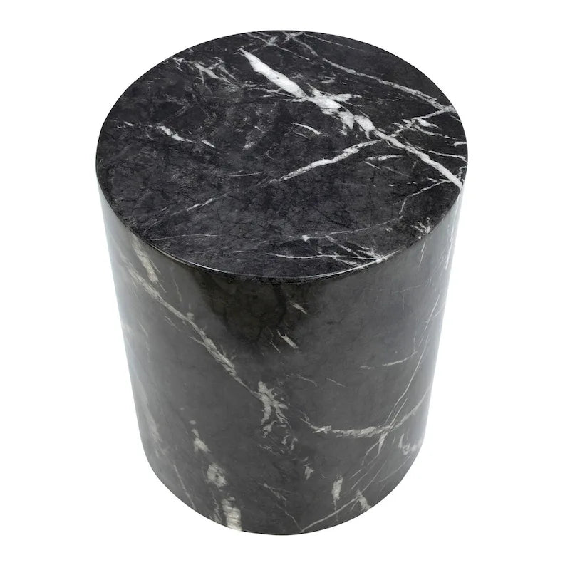 Table d'appoint piédestal ronde Sully, noire et blanche