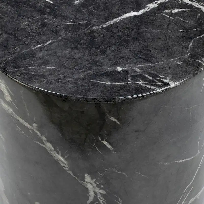 Table d'appoint piédestal ronde Sully, noire et blanche