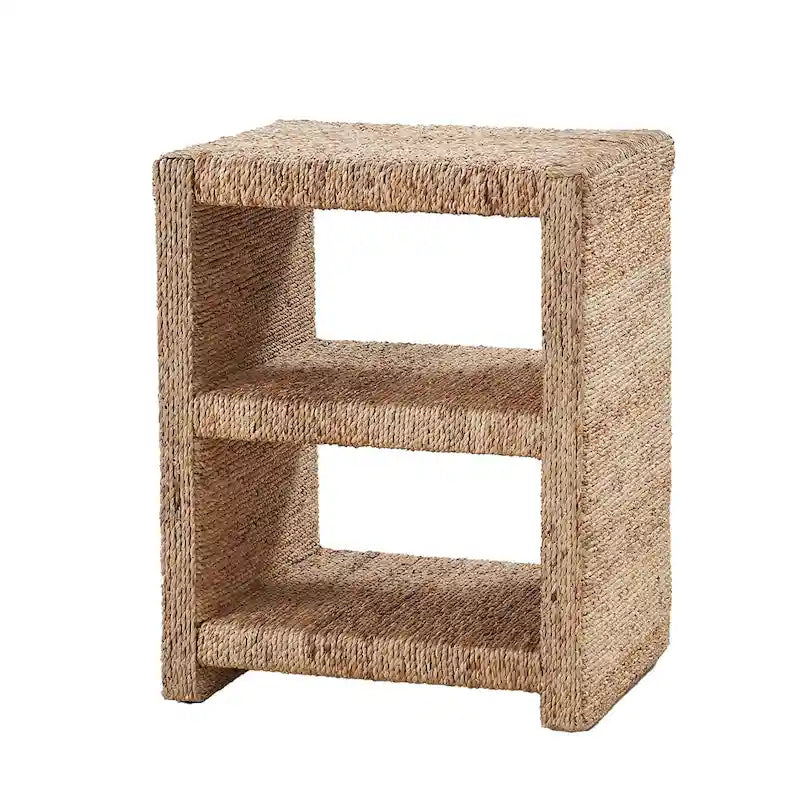 Dominik 24 Table d'appoint en corde de jonc de mer avec deux étagères ouvertes par HULALA HOME