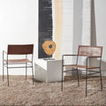 SAFAVIEH Bernardine Chaise de salle à manger en cuir (lot de 2) - 21,7 L x 19,7 P x 31,9 H - 22Lx20Px32H
