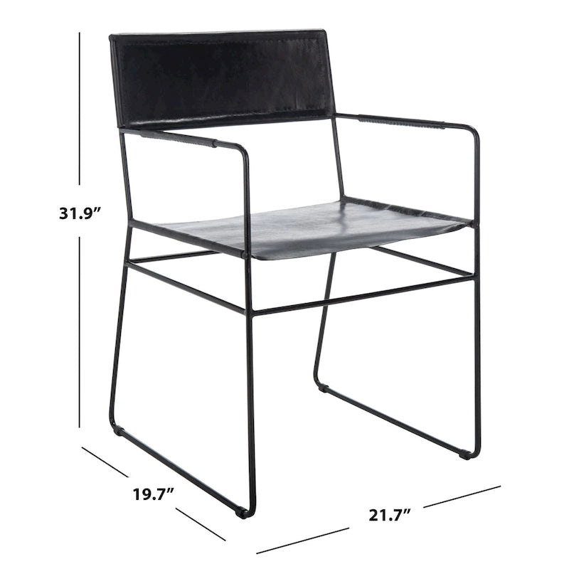SAFAVIEH Bernardine Chaise de salle à manger en cuir (lot de 2) - 21,7 L x 19,7 P x 31,9 H - 22Lx20Px32H