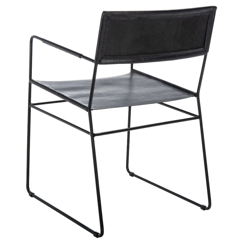 SAFAVIEH Bernardine Chaise de salle à manger en cuir (lot de 2) - 21,7 L x 19,7 P x 31,9 H - 22Lx20Px32H