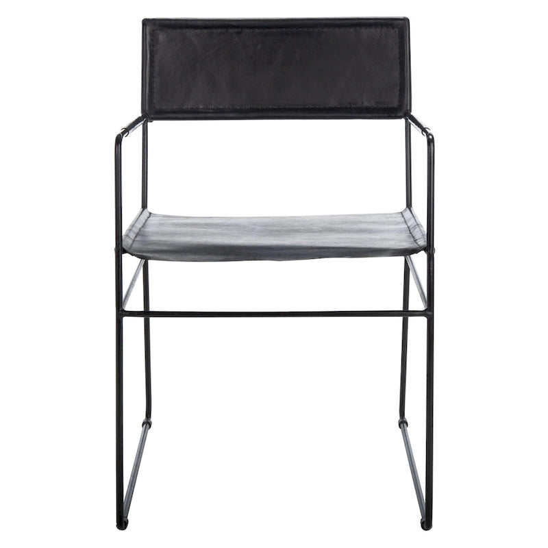 SAFAVIEH Bernardine Chaise de salle à manger en cuir (lot de 2) - 21,7 L x 19,7 P x 31,9 H - 22Lx20Px32H