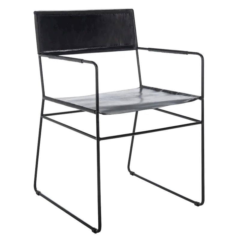SAFAVIEH Bernardine Chaise de salle à manger en cuir (lot de 2) - 21,7 L x 19,7 P x 31,9 H - 22Lx20Px32H