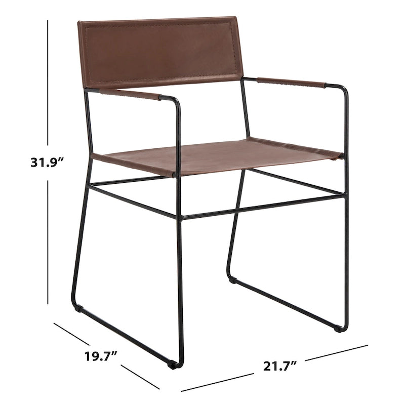 SAFAVIEH Bernardine Chaise de salle à manger en cuir (lot de 2) - 21,7 L x 19,7 P x 31,9 H - 22Lx20Px32H