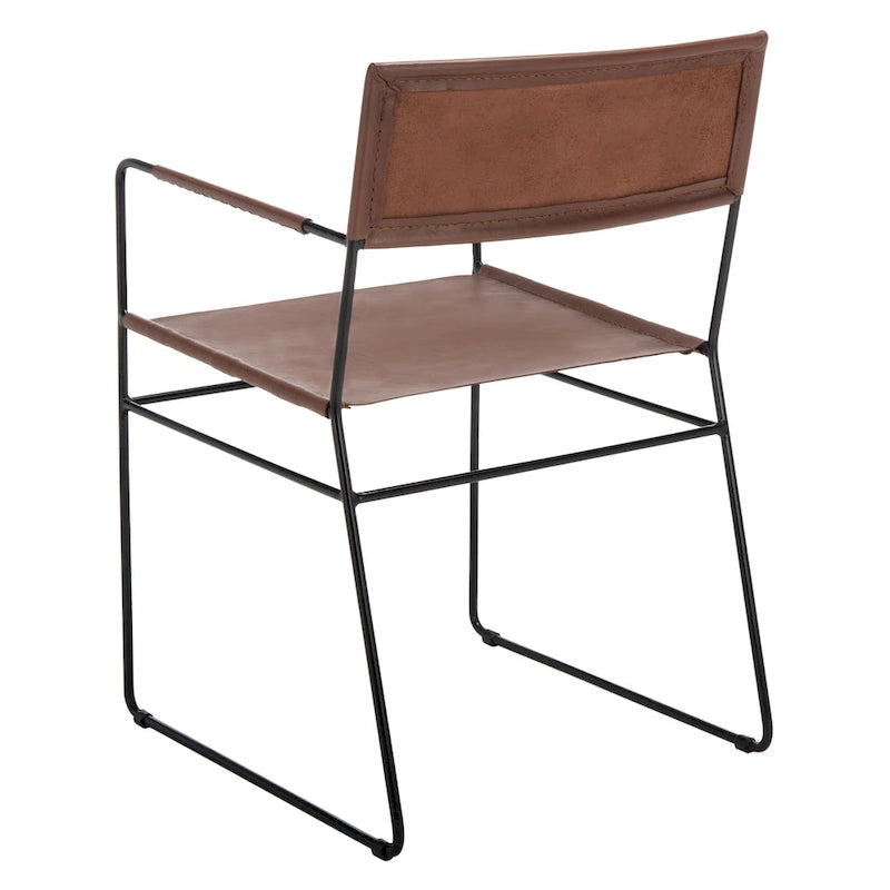 SAFAVIEH Bernardine Chaise de salle à manger en cuir (lot de 2) - 21,7 L x 19,7 P x 31,9 H - 22Lx20Px32H