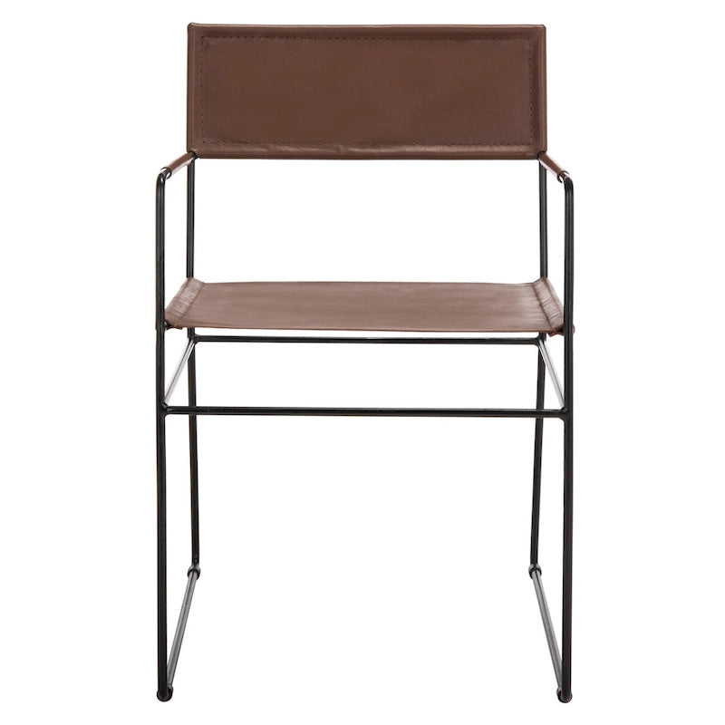SAFAVIEH Bernardine Chaise de salle à manger en cuir (lot de 2) - 21,7 L x 19,7 P x 31,9 H - 22Lx20Px32H