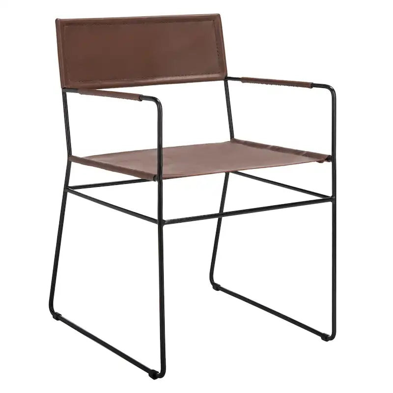 SAFAVIEH Bernardine Chaise de salle à manger en cuir (lot de 2) - 21,7 L x 19,7 P x 31,9 H - 22Lx20Px32H