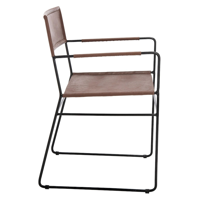 SAFAVIEH Bernardine Chaise de salle à manger en cuir (lot de 2) - 21,7 L x 19,7 P x 31,9 H - 22Lx20Px32H