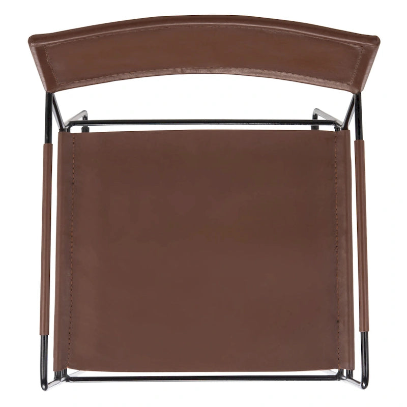 SAFAVIEH Bernardine Chaise de salle à manger en cuir (lot de 2) - 21,7 L x 19,7 P x 31,9 H - 22Lx20Px32H