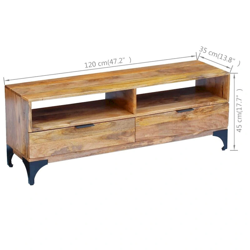 Meuble TV vidaXL en bois de manguier 120x35x45 cm