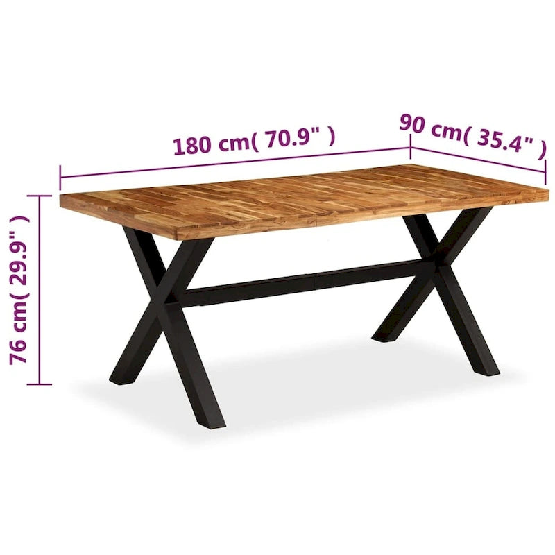 vidaXL Table de salle à manger en bois d'acacia et de manguier massif 180x90x76 cm