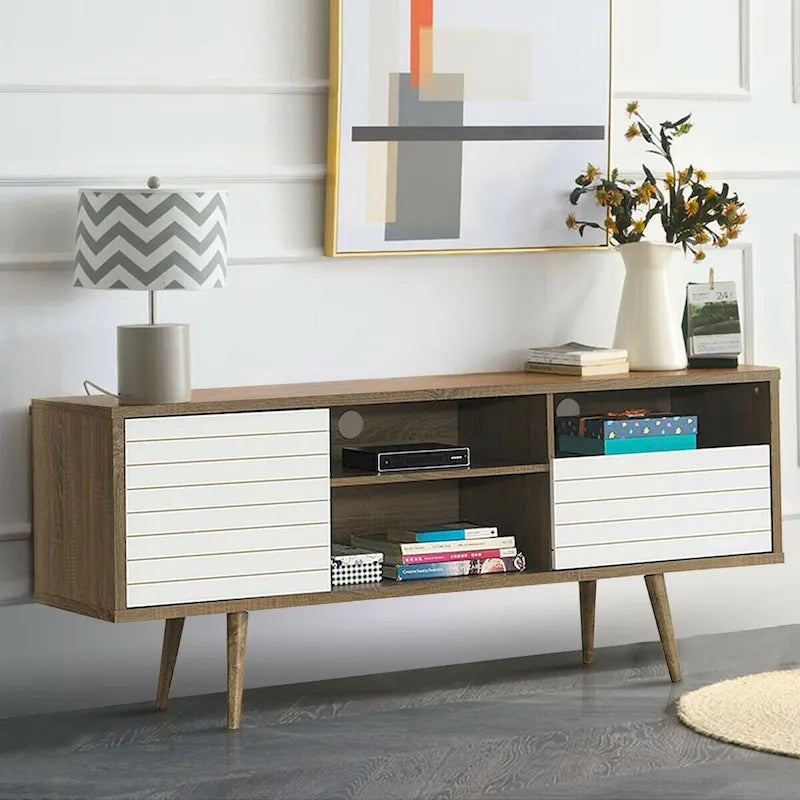 Meuble TV/console moderne Gymax, 3 étagères, tiroir de rangement évasé – Voir détails