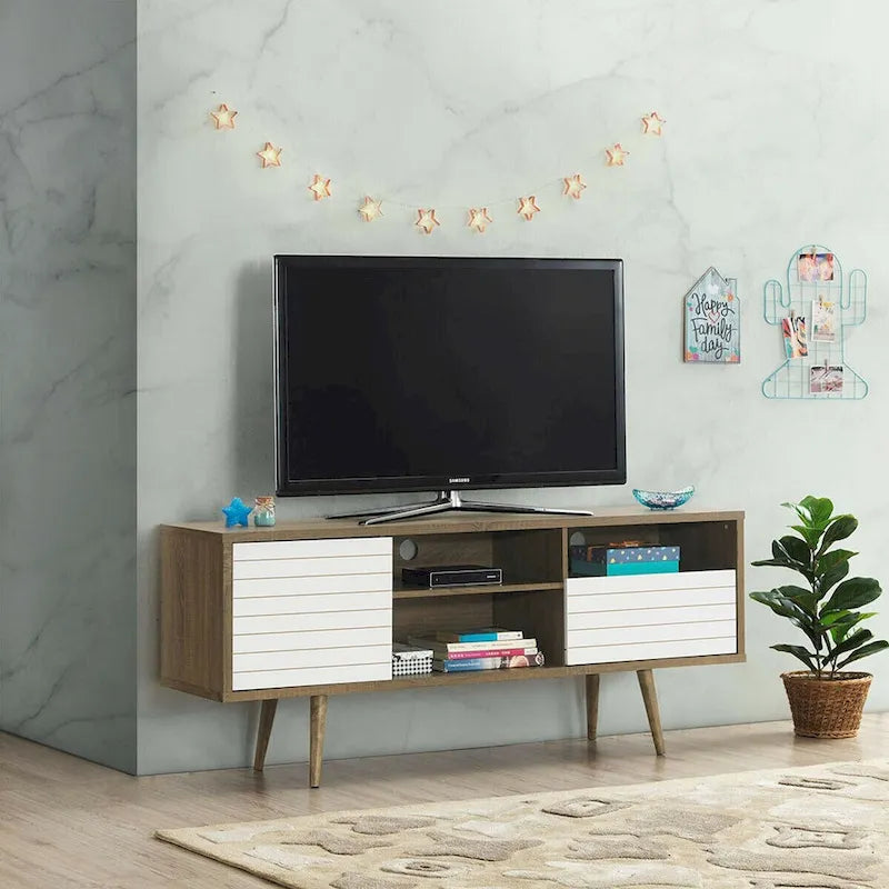 Meuble TV/console moderne Gymax, 3 étagères, tiroir de rangement évasé – Voir détails