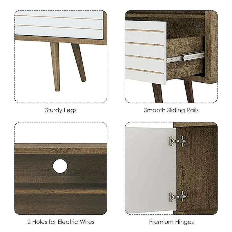Meuble TV/console moderne Gymax, 3 étagères, tiroir de rangement évasé – Voir détails