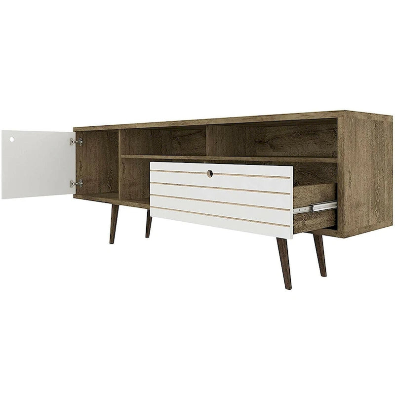 Meuble TV/console moderne Gymax, 3 étagères, tiroir de rangement évasé – Voir détails