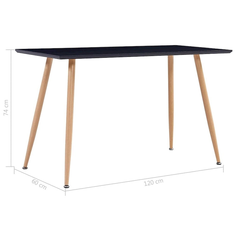 vidaXL Table de salle à manger Noir et chêne 120x60x74 cm MDF
