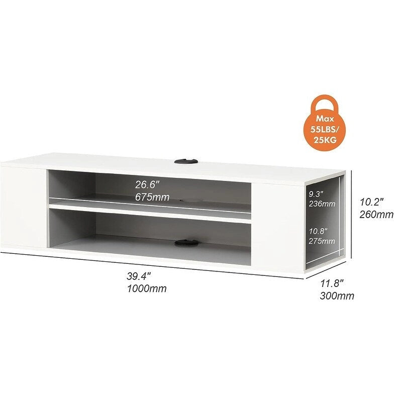 WAMPAT Meuble TV mural flottant Étagère murale Centre de divertissement Meuble flottant Meuble TV bas, 39 pouces
