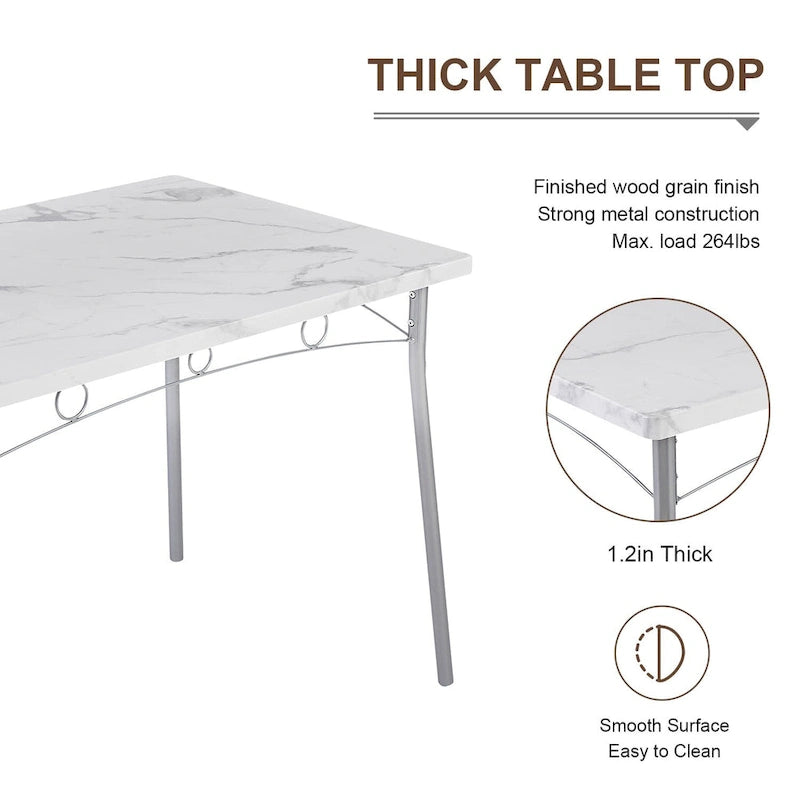 VECELO Ensemble Table à Manger, Table de Cuisine avec 2/4 Chaises, Ensemble de Salle à Manger 3/5 Pièces Rectangulaire en Métal et Bois