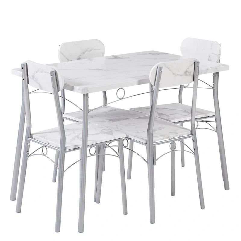 VECELO Ensemble Table à Manger, Table de Cuisine avec 2/4 Chaises, Ensemble de Salle à Manger 3/5 Pièces Rectangulaire en Métal et Bois