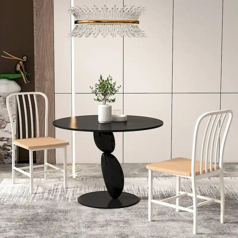 Lot de 2 chaises de salle à manger sans accoudoirs à dossier brochettes avec siège ergonomique - Noir - 22 x 18 x 37