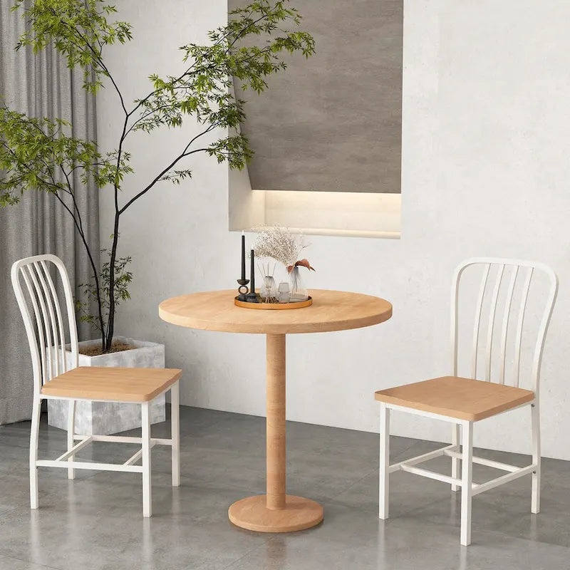 Lot de 2 chaises de salle à manger sans accoudoirs à dossier brochettes avec siège ergonomique - Noir - 22 x 18 x 37