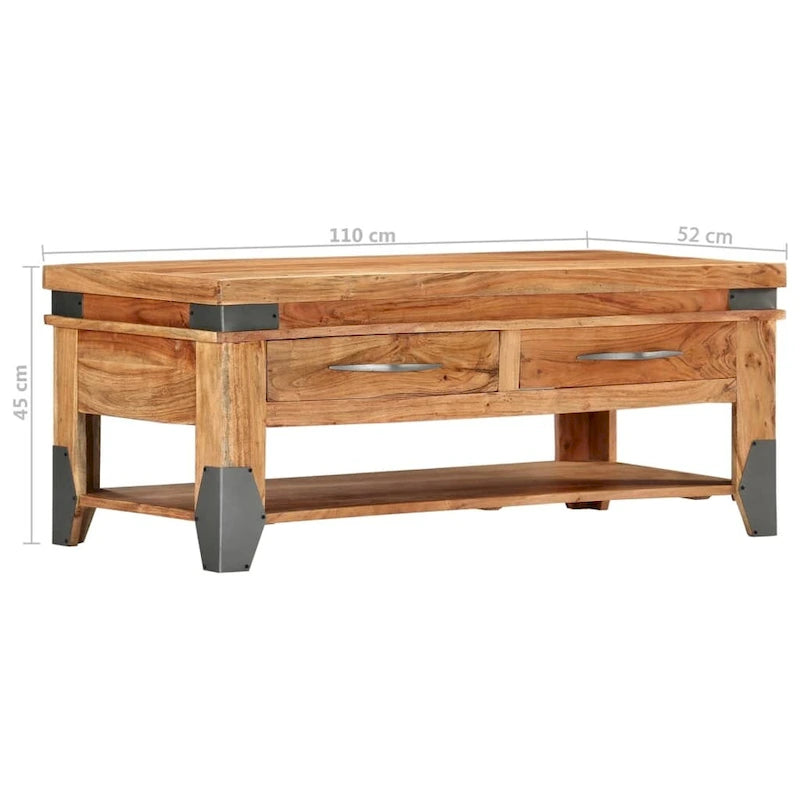 vidaXL Table basse 110x52x45 cm Bois d'acacia massif - 110 x 52 x 45
