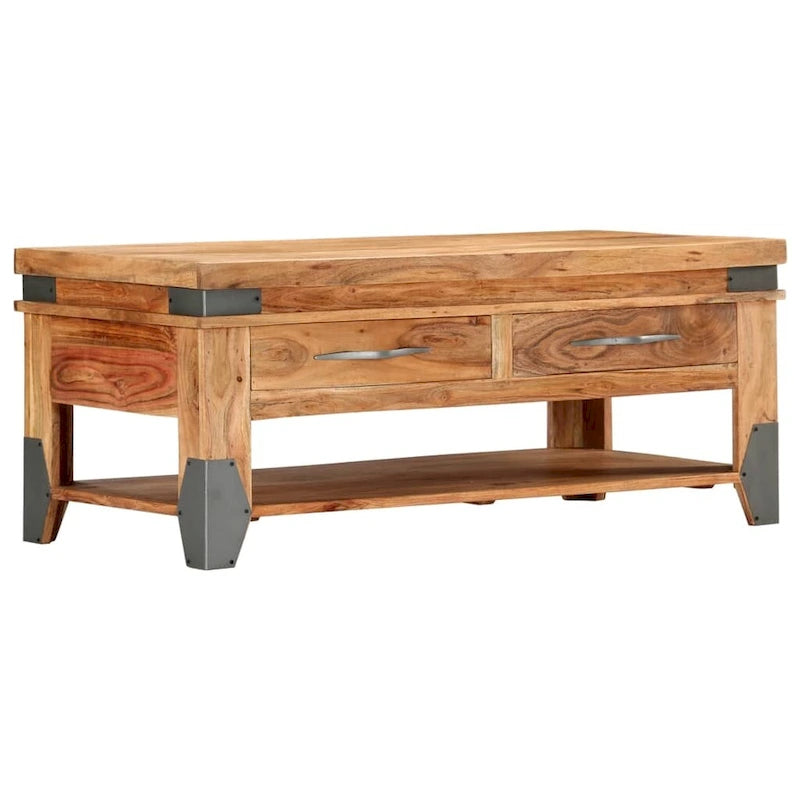 vidaXL Table basse 110x52x45 cm Bois d'acacia massif - 110 x 52 x 45