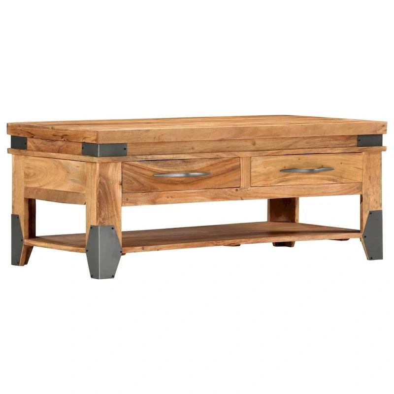 vidaXL Table basse 110x52x45 cm Bois d'acacia massif - 110 x 52 x 45