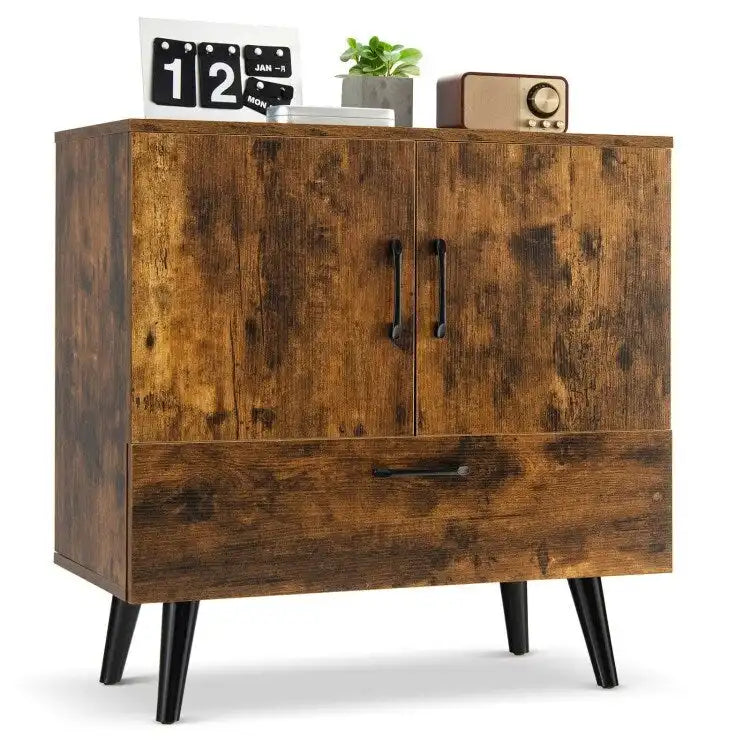 Meuble de rangement au sol moderne avec 2 portes et 1 tiroir - 30 x 16 x 31 (L x l x H)