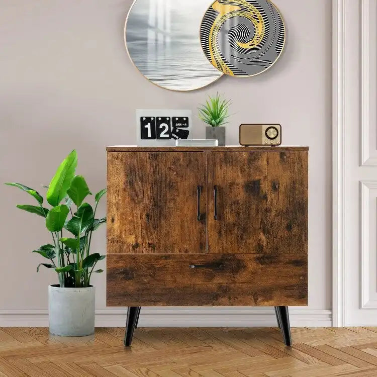 Meuble de rangement au sol moderne avec 2 portes et 1 tiroir - 30 x 16 x 31 (L x l x H)