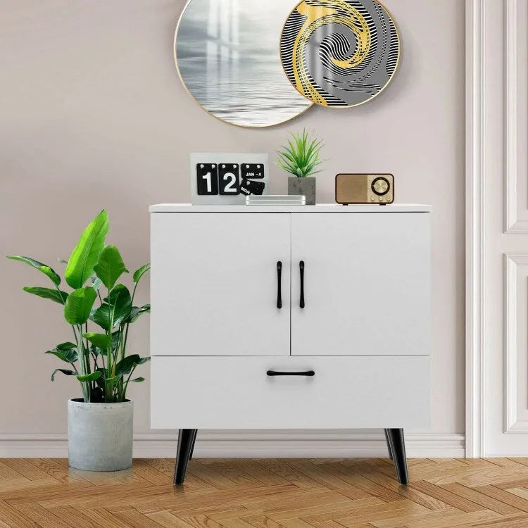 Meuble de rangement au sol moderne avec 2 portes et 1 tiroir - 30 x 16 x 31 (L x l x H)