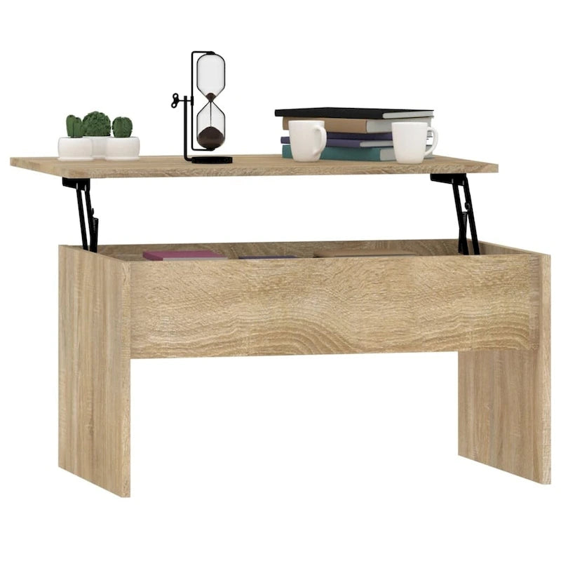 vidaXL Table basse à plateau relevable, bout de canapé, table d'appoint, bois d'ingénierie - 80 x 50,5 x 41,5 cm