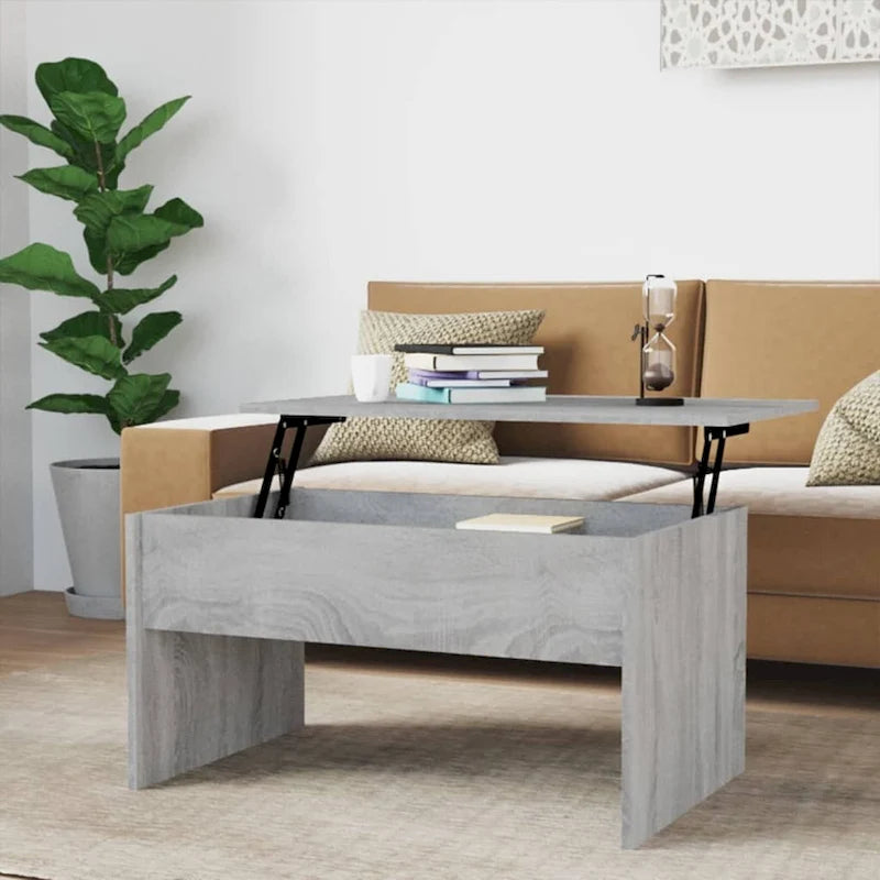 vidaXL Table basse à plateau relevable, bout de canapé, table d'appoint, bois d'ingénierie - 80 x 50,5 x 41,5 cm