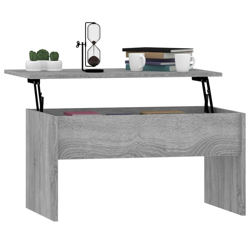 vidaXL Table basse à plateau relevable, bout de canapé, table d'appoint, bois d'ingénierie - 80 x 50,5 x 41,5 cm